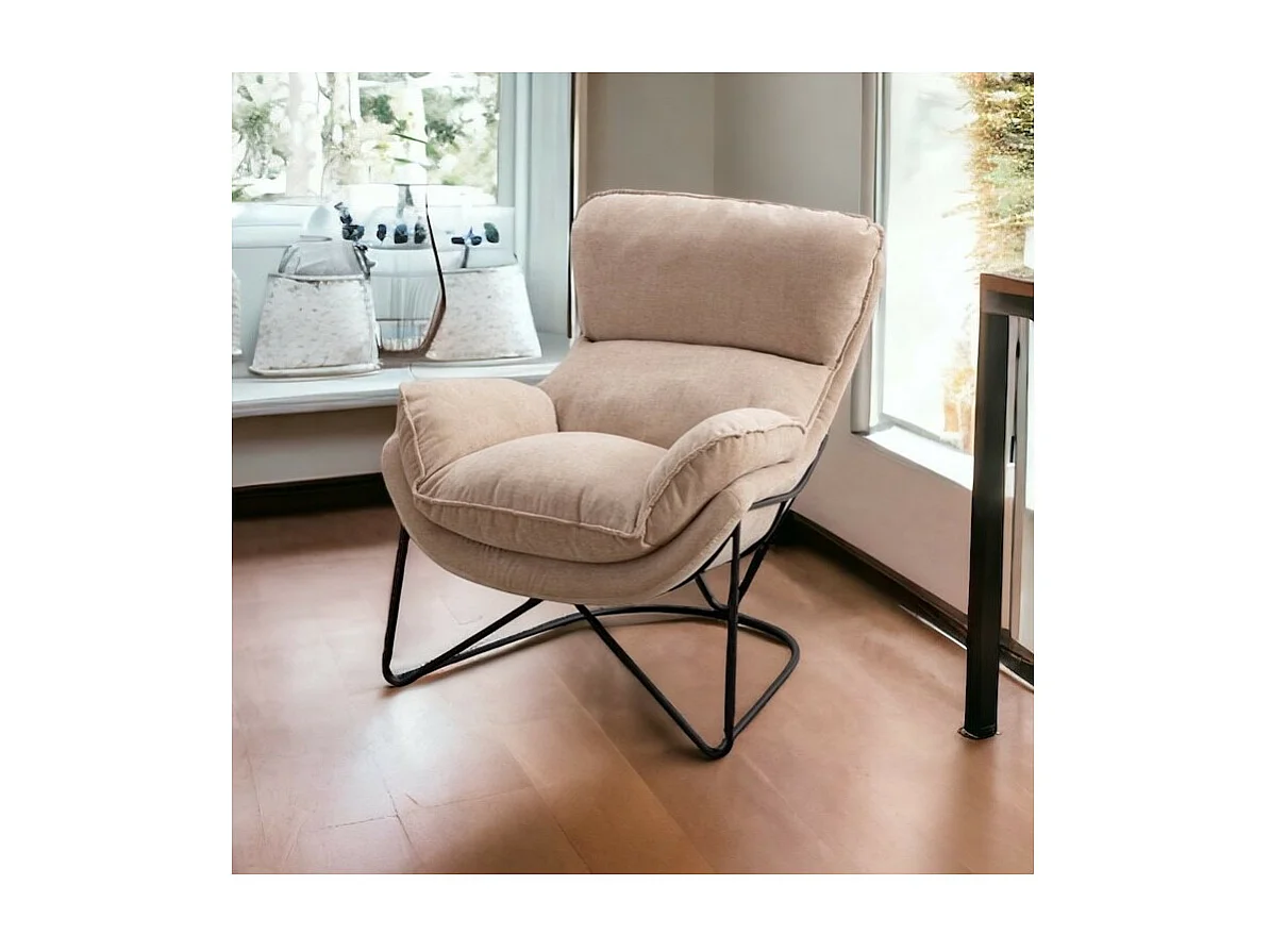 EASY - Fauteuil en velours beige clair