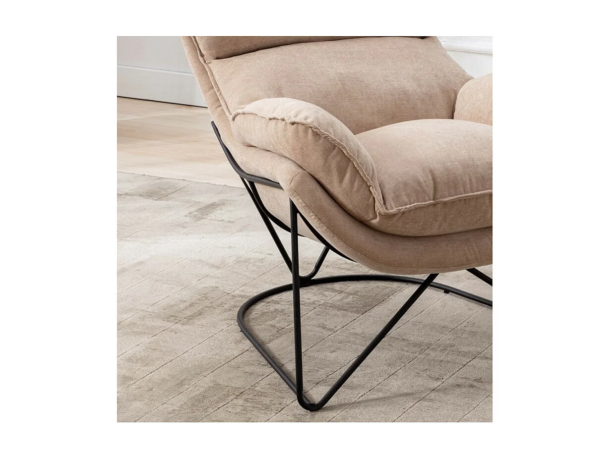 EASY - Fauteuil en velours beige clair