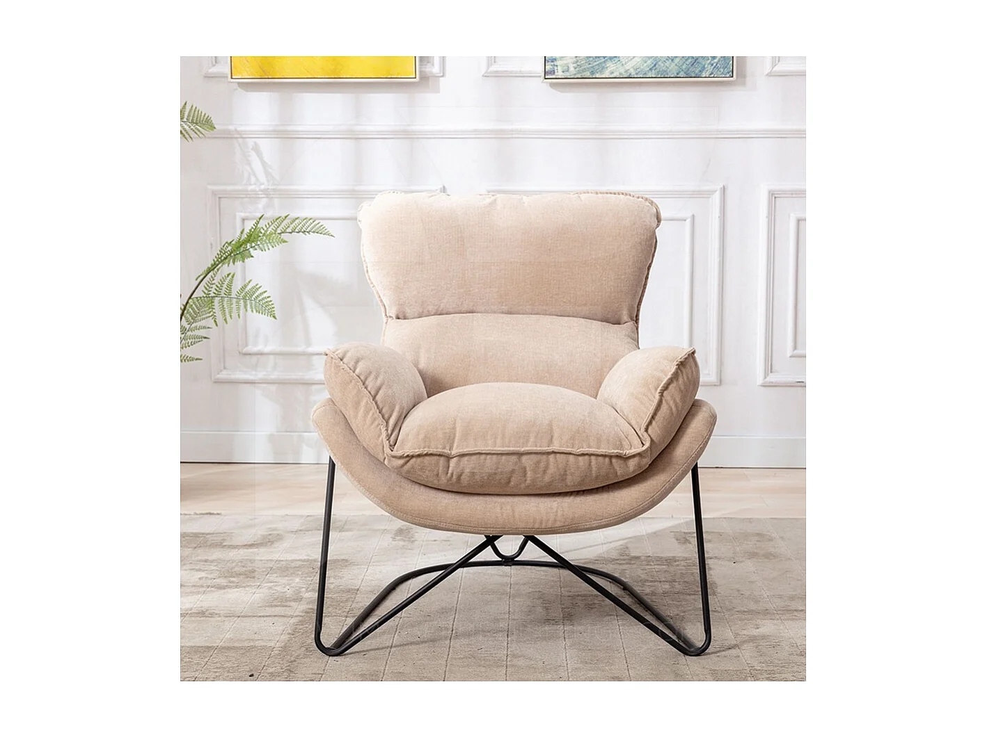 EASY - Fauteuil en velours beige clair