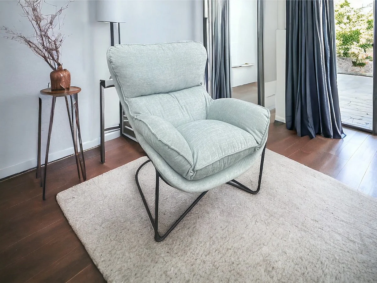 EASY - Fauteuil en velours vert d'eau clair