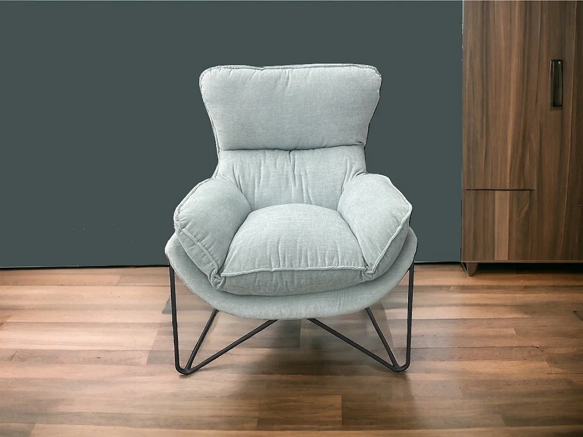 EASY - Fauteuil en velours vert d'eau clair
