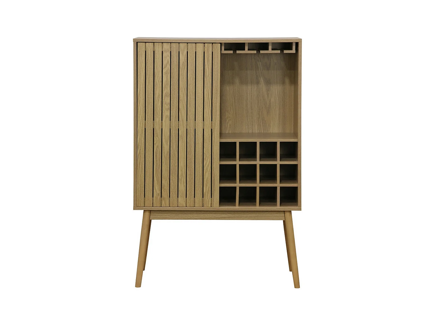 SVEG - Mini bar design en bois clair pour 12 bouteilles