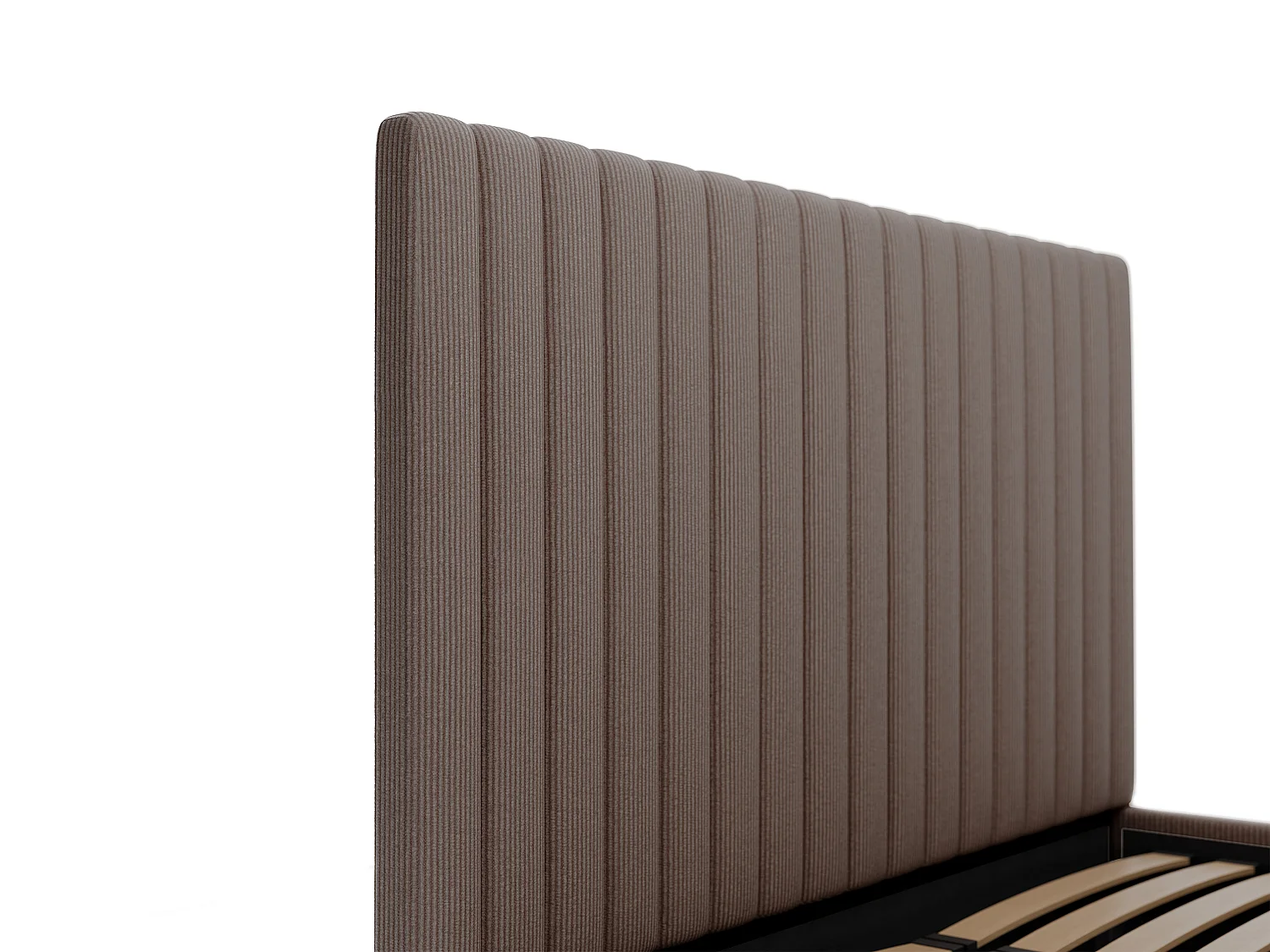 Bett mit Bettkasten - 160 x 200 cm mit Kopfteil mit vertikalen Ziernähten + Matratze - Cord - Taupe - SARAH