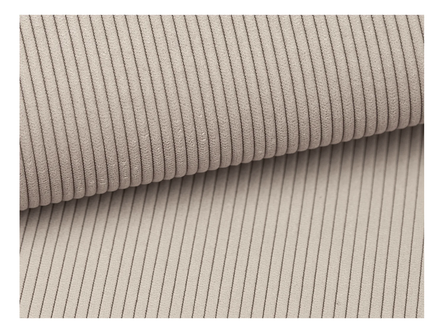 Bett mit Bettkasten - 140 x 190 cm mit Kopfteil mit vertikalen Ziernähten + Matratze - Cord - Beige - SARAH
