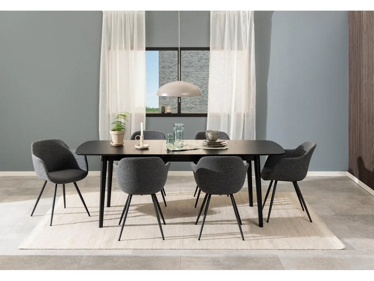 TIVOLI - Ausziehbarer Esstisch Schwarz D220 cm