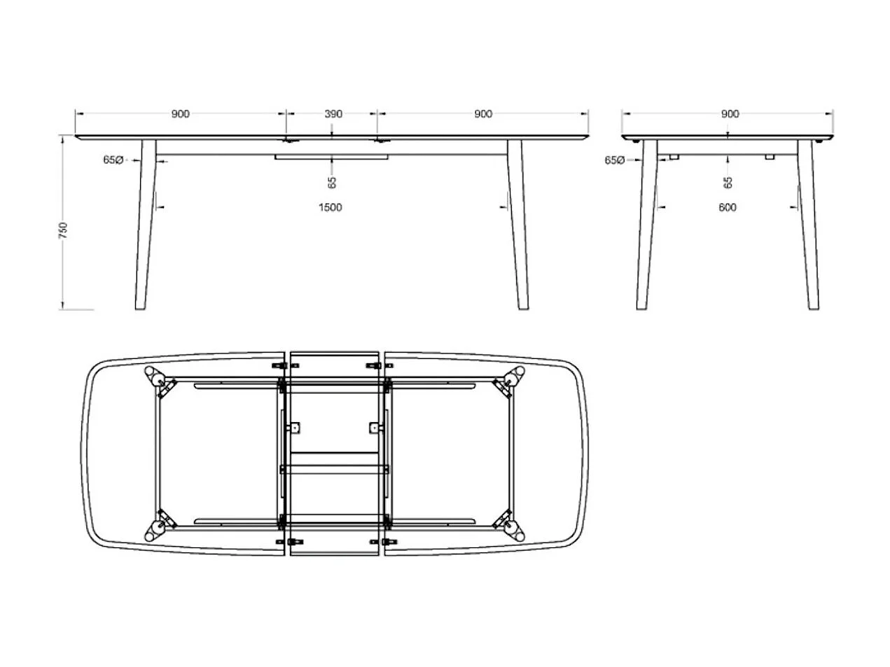 TIVOLI - Ausziehbarer Esstisch Schwarz D220 cm