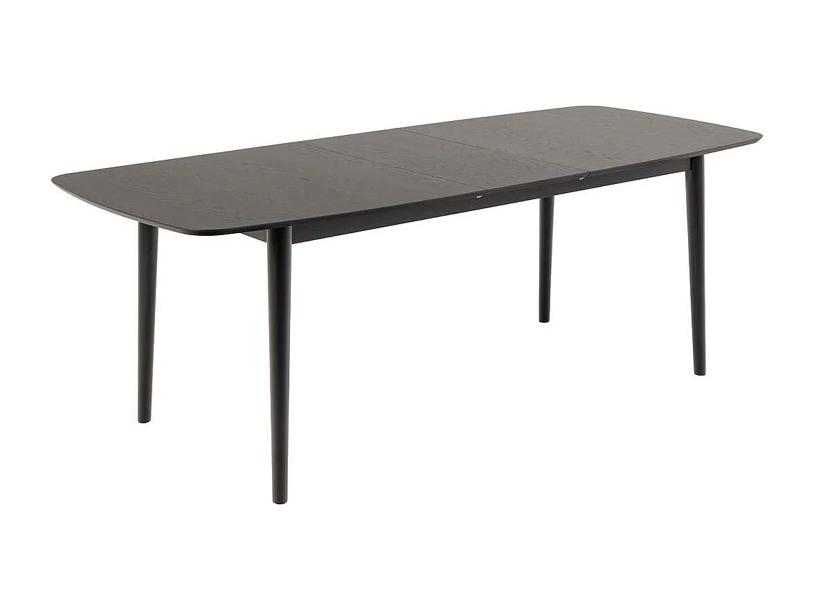 Moola eetkamertafel 90x180/219cm met extra plaat zwart.