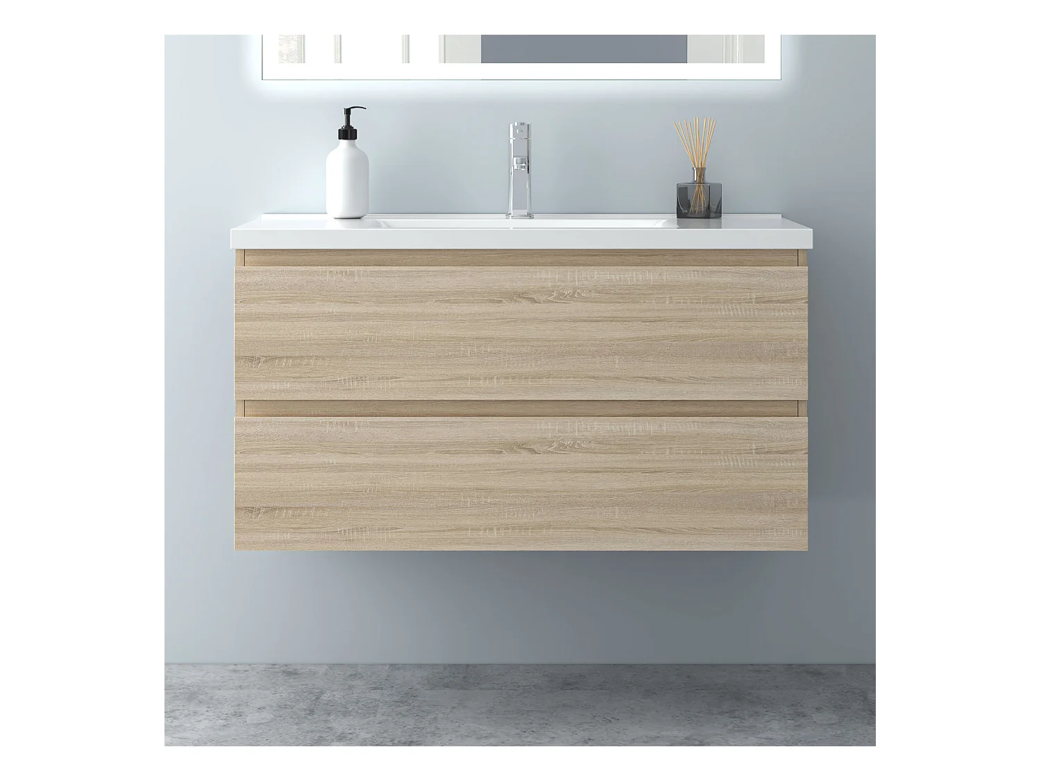 Aica Mueble de baño con lavabo,roble, 99 x 44,5 x 52 cm