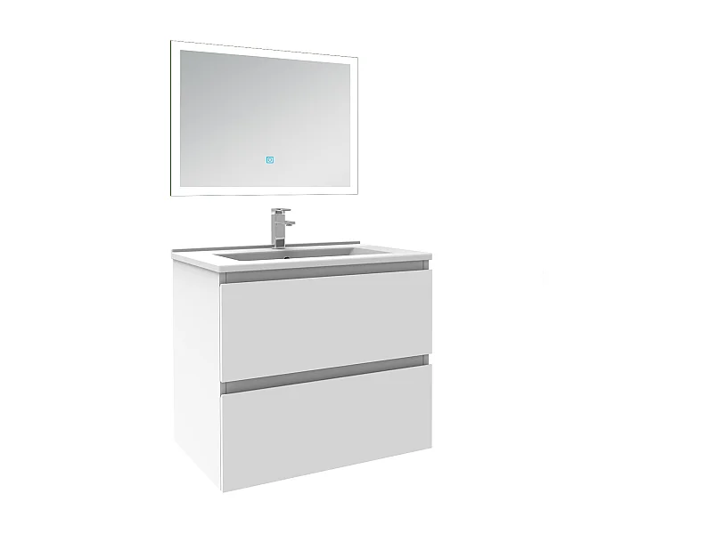 Aica Mueble de baño con lavabo y espejo blanco 60x38.5cm