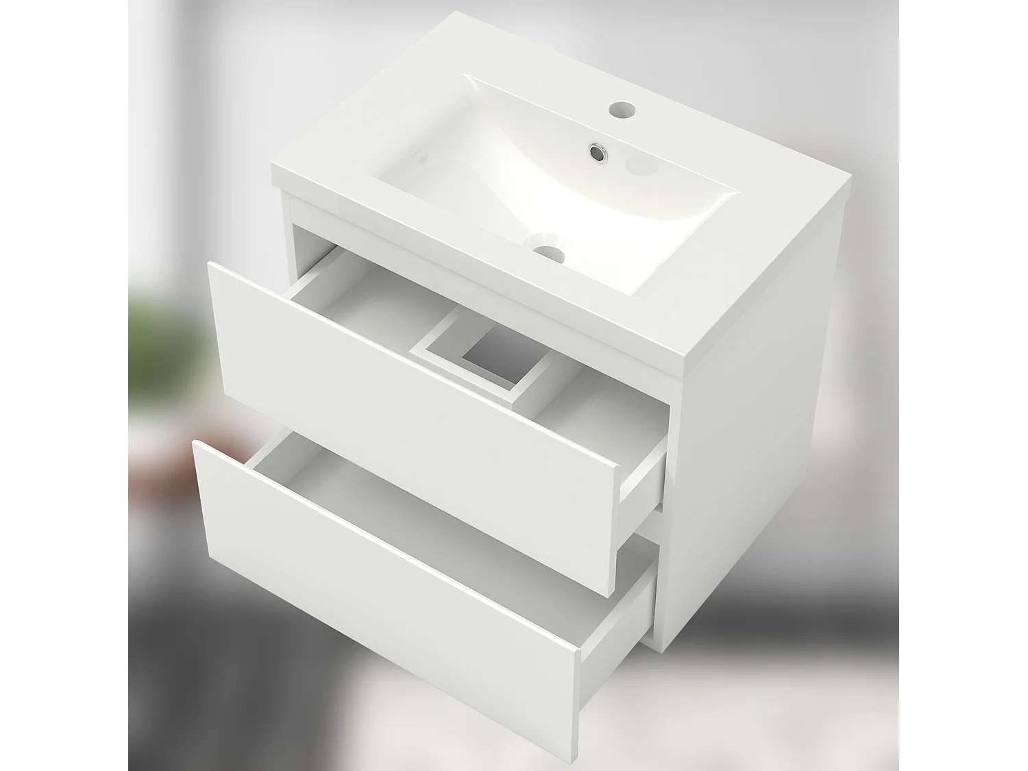 Aica Mueble de baño con lavabo y espejo blanco 60x38.5cm