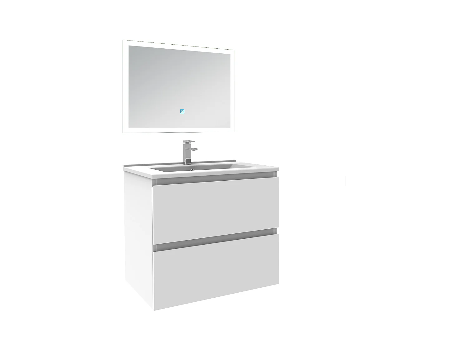 Aica Mueble de baño con lavabo y espejo blanco 60x38.5cm