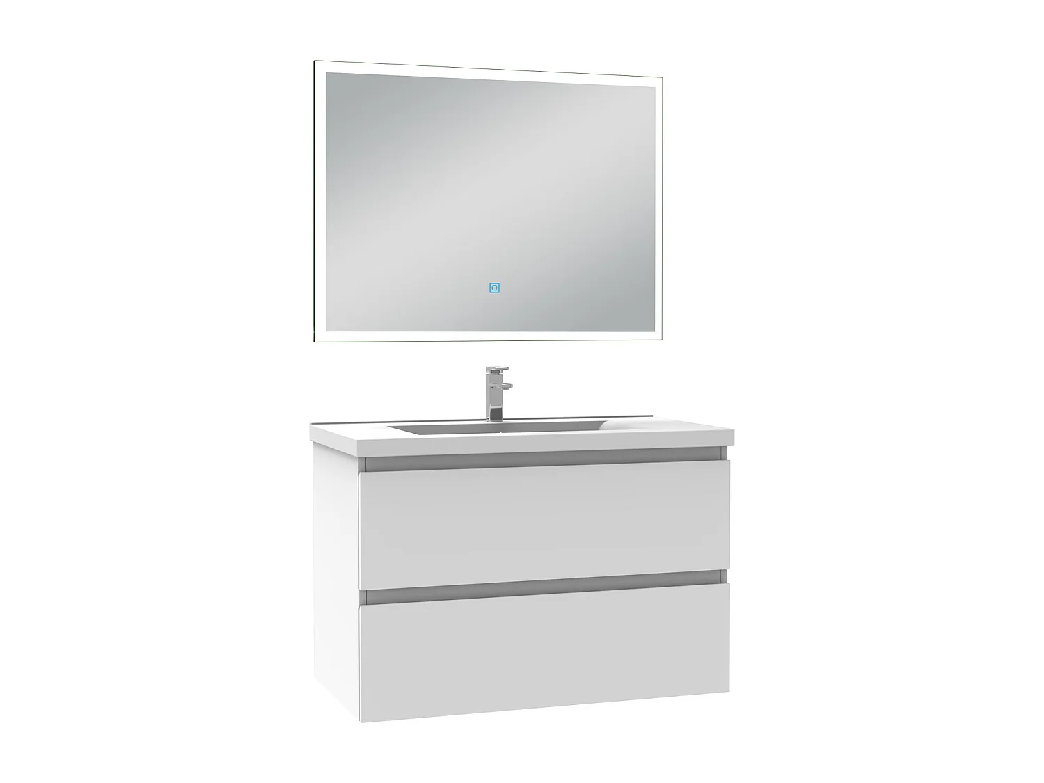 Aica Mueble de baño con lavabo y espejo blanco 79x44.5cm