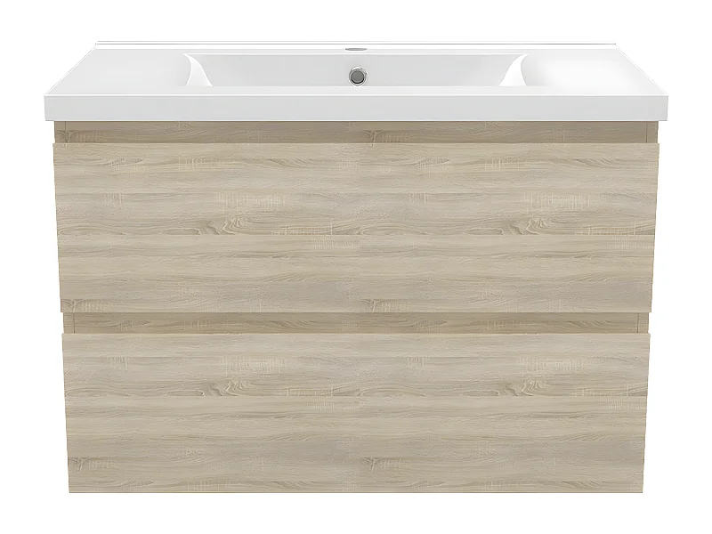 Aica Mueble de baño con lavabo, roble, 79 x 44,5 x 52 cm