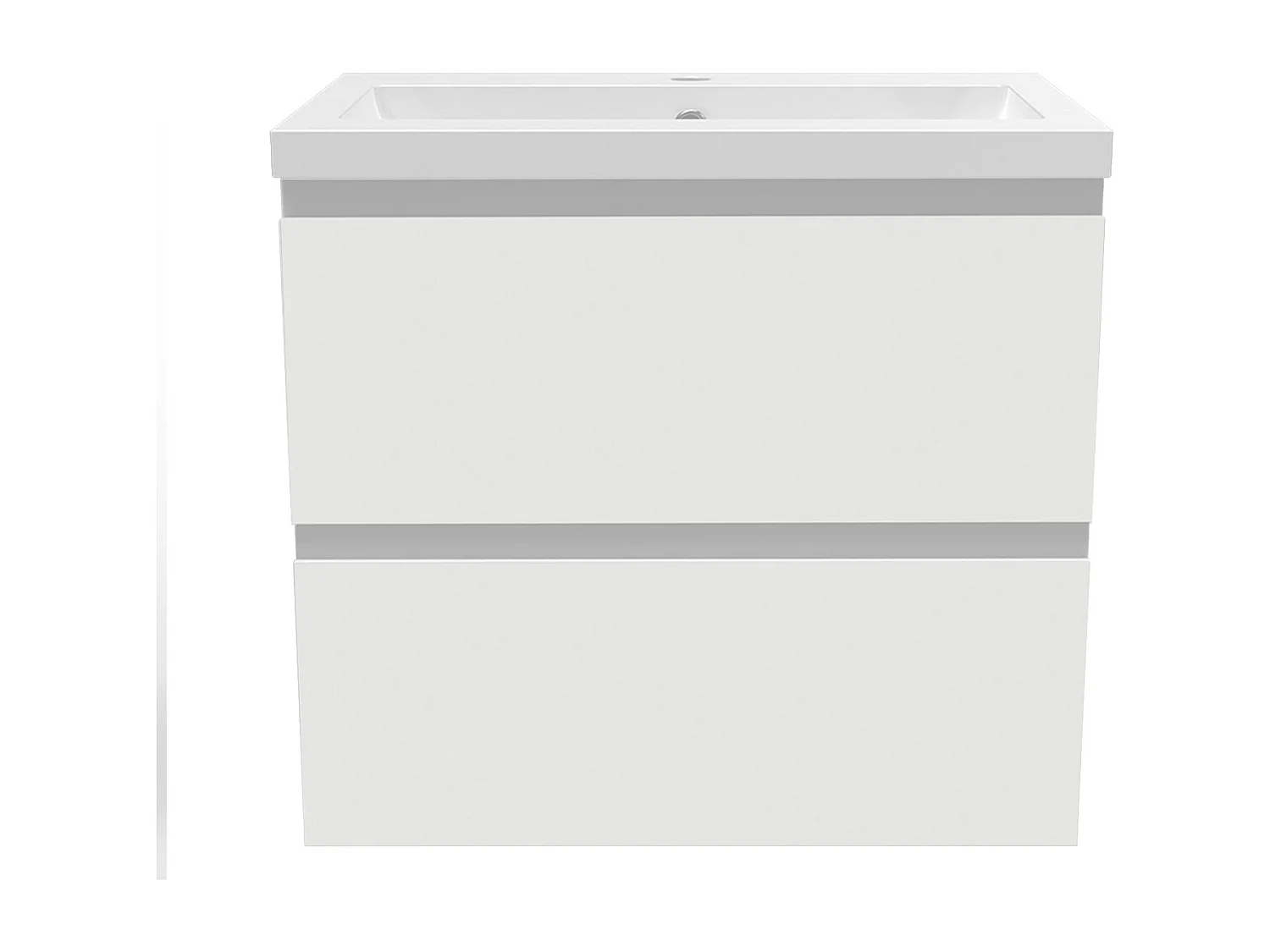 Aica Mueble de baño con lavabo, blanco mate, cajón doble, 60 x 38,5 x 52cm