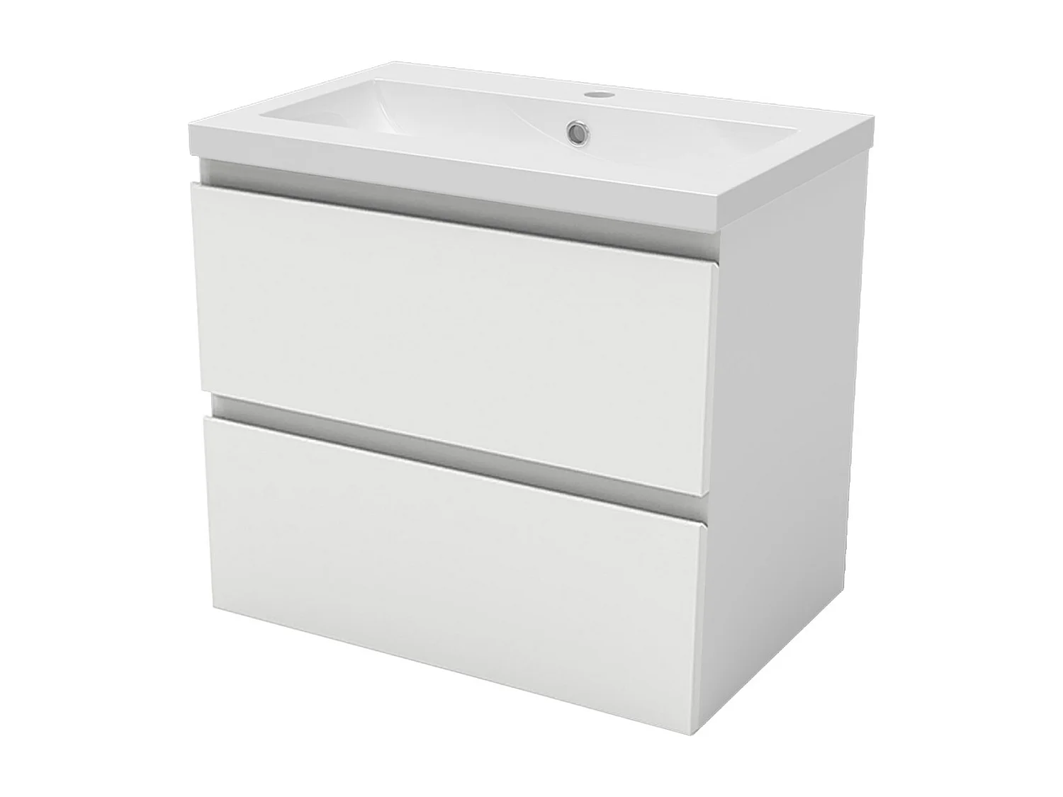 Aica Mueble de baño con lavabo, blanco mate, cajón doble, 60 x 38,5 x 52cm