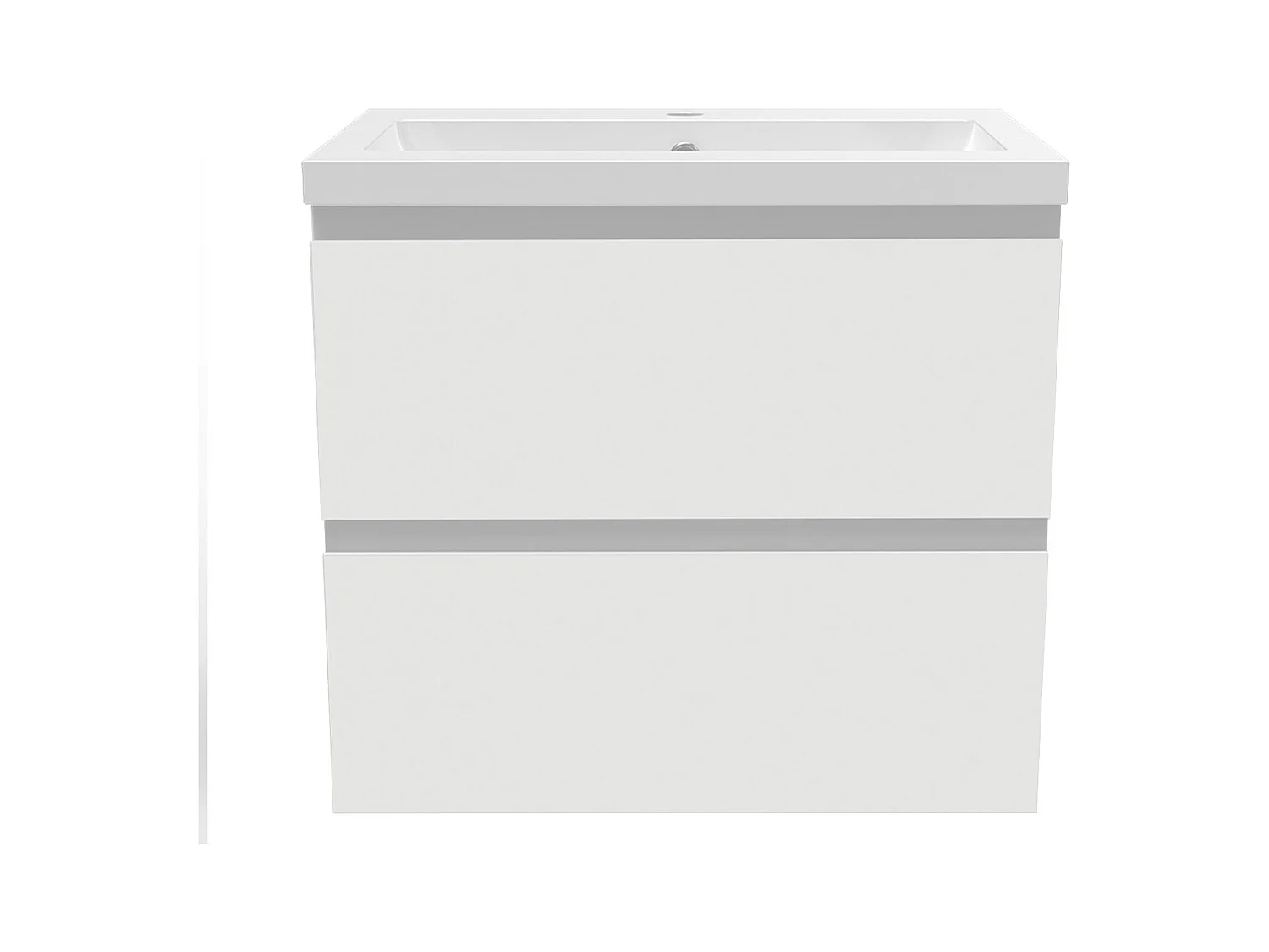 Aica Mueble de baño con lavabo, blanco mate, cajón doble, 60 x 38,5 x 52cm