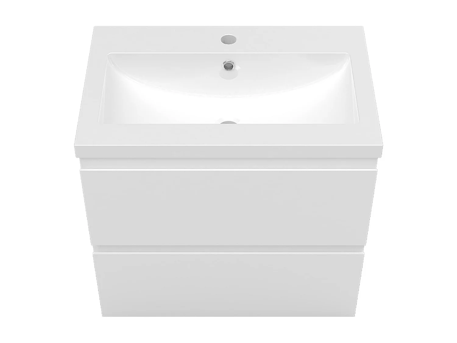Aica Mueble de baño con lavabo, blanco mate, cajón doble, 60 x 38,5 x 52cm