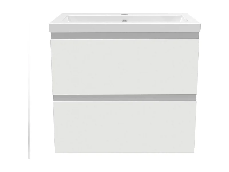 Aica Mueble de baño con lavabo, blanco mate, cajón doble, 60 x 38,5 x 52cm