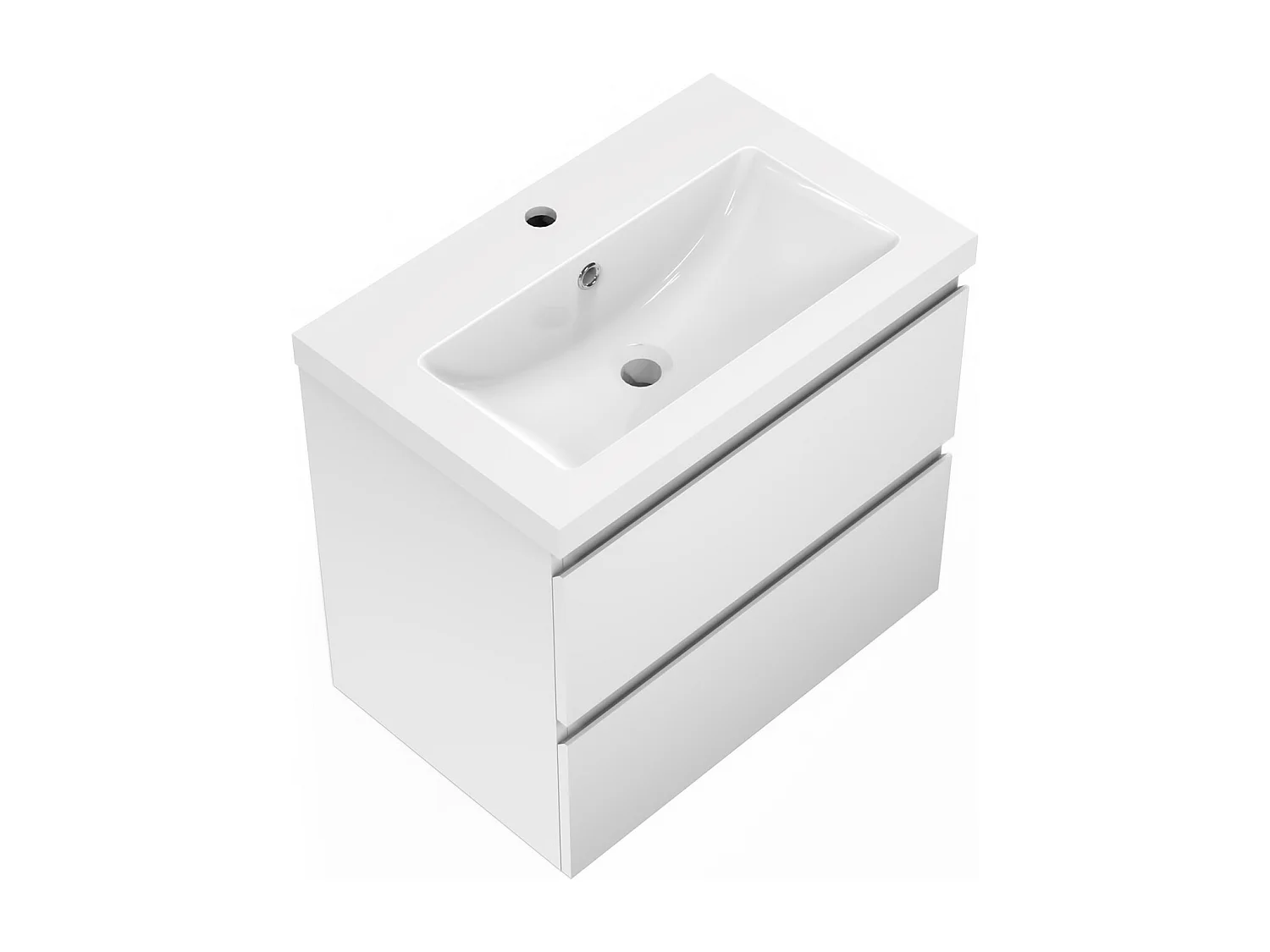 Aica Mueble de baño con lavabo, blanco, dos cajones, 50 x 38,5 x 52 cm