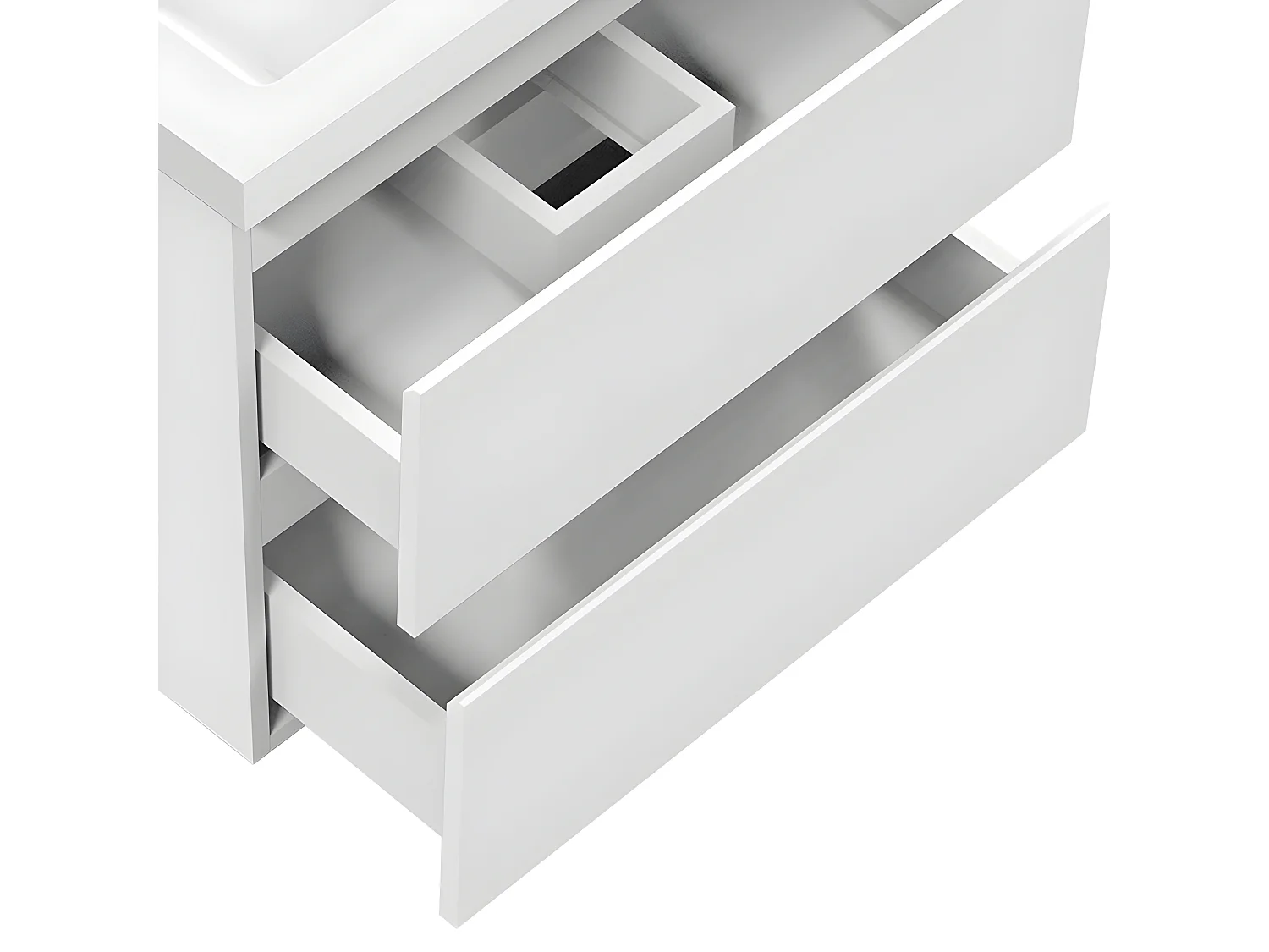 Aica Mueble de baño con lavabo, blanco, dos cajones, 50 x 38,5 x 52 cm