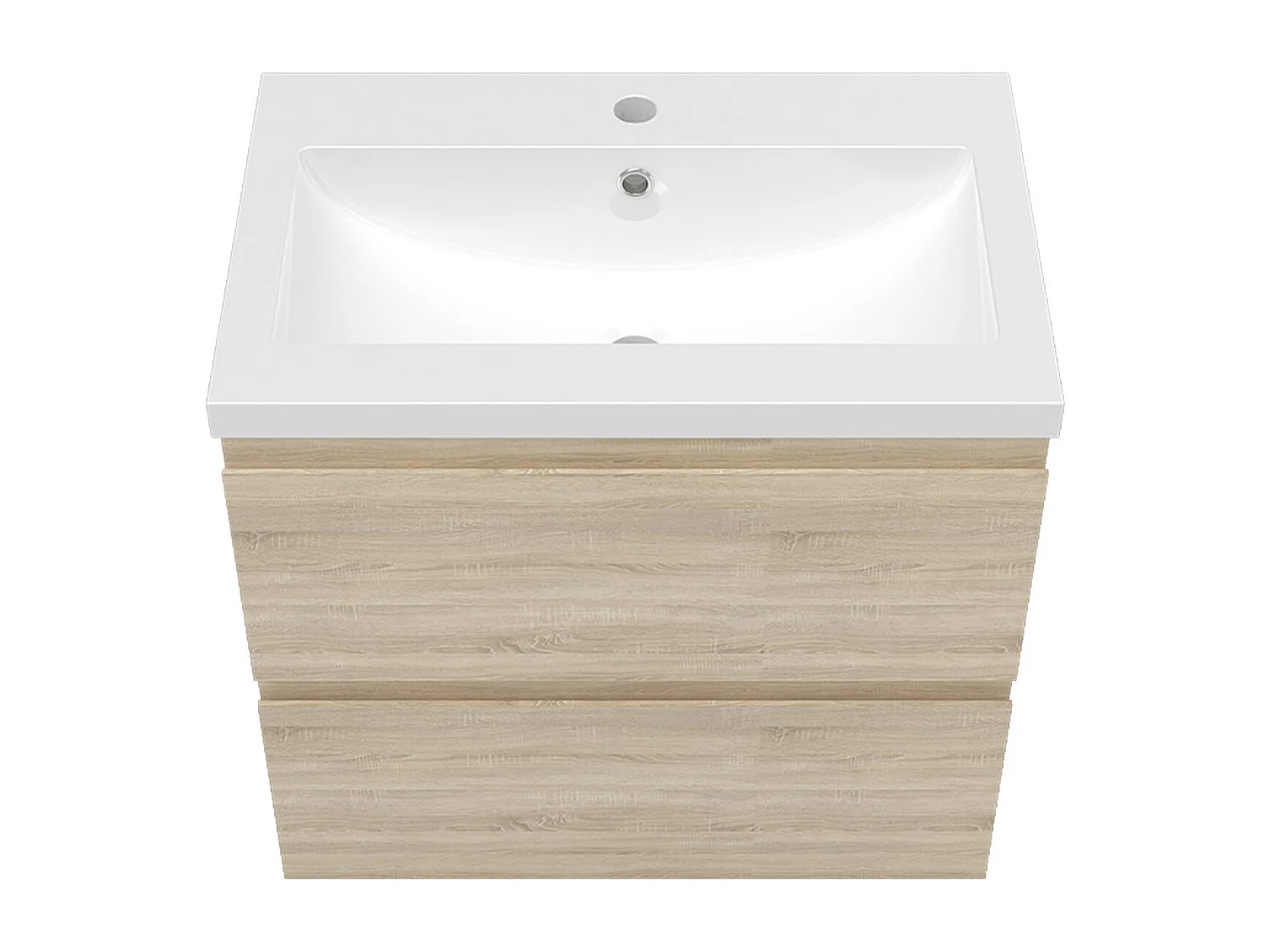 Aica Mueble de baño con lavabo, roble, cajón doble, 60 x 38,5 x 52cm