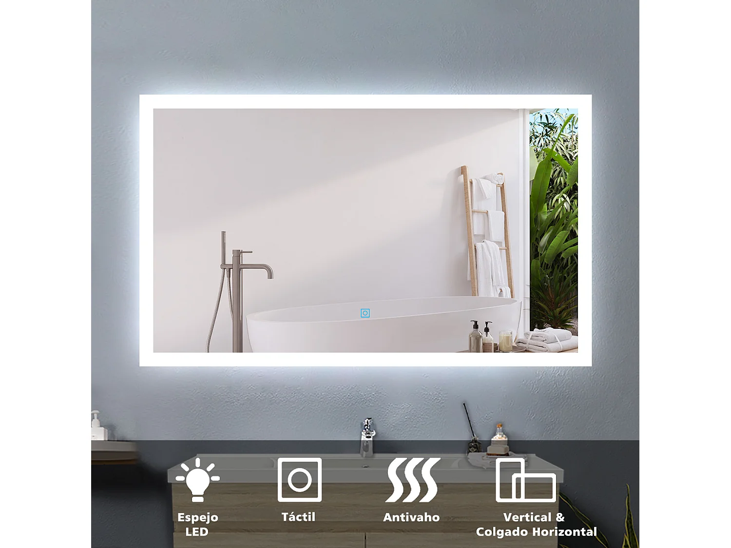 Aica Mueble de baño con lavabo y espejo Roble 99x44.5cm