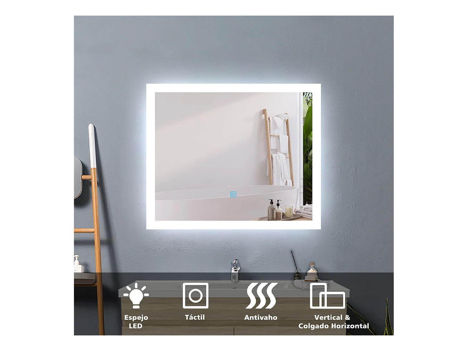 Aica Mueble de baño con lavabo y espejo Roble 60x38.5cm