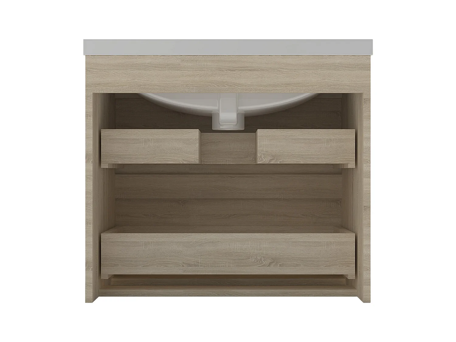 Aica Mueble de baño con lavabo y espejo Roble 60x38.5cm