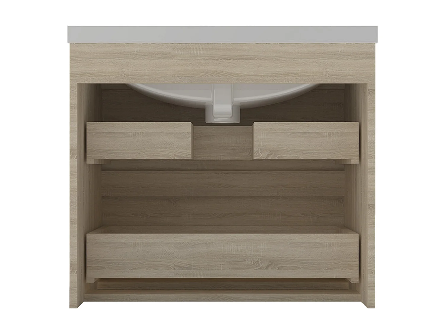 Aica Mueble de baño con lavabo y espejo Roble 60x38.5cm