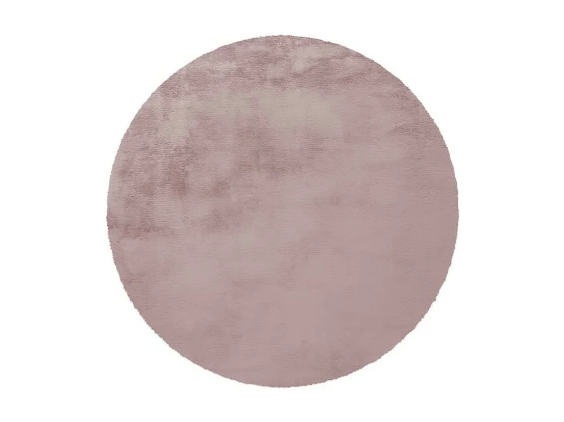 Tapis Rond à Poils Longs "Rabbit" 160cm Rose