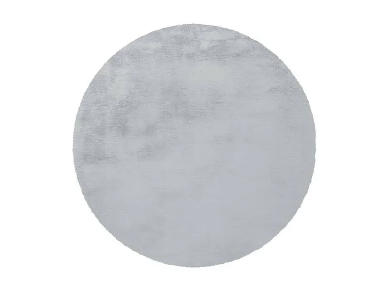 Tapis Rond à Poils Longs "Rabbit" 160cm Bleu Gris