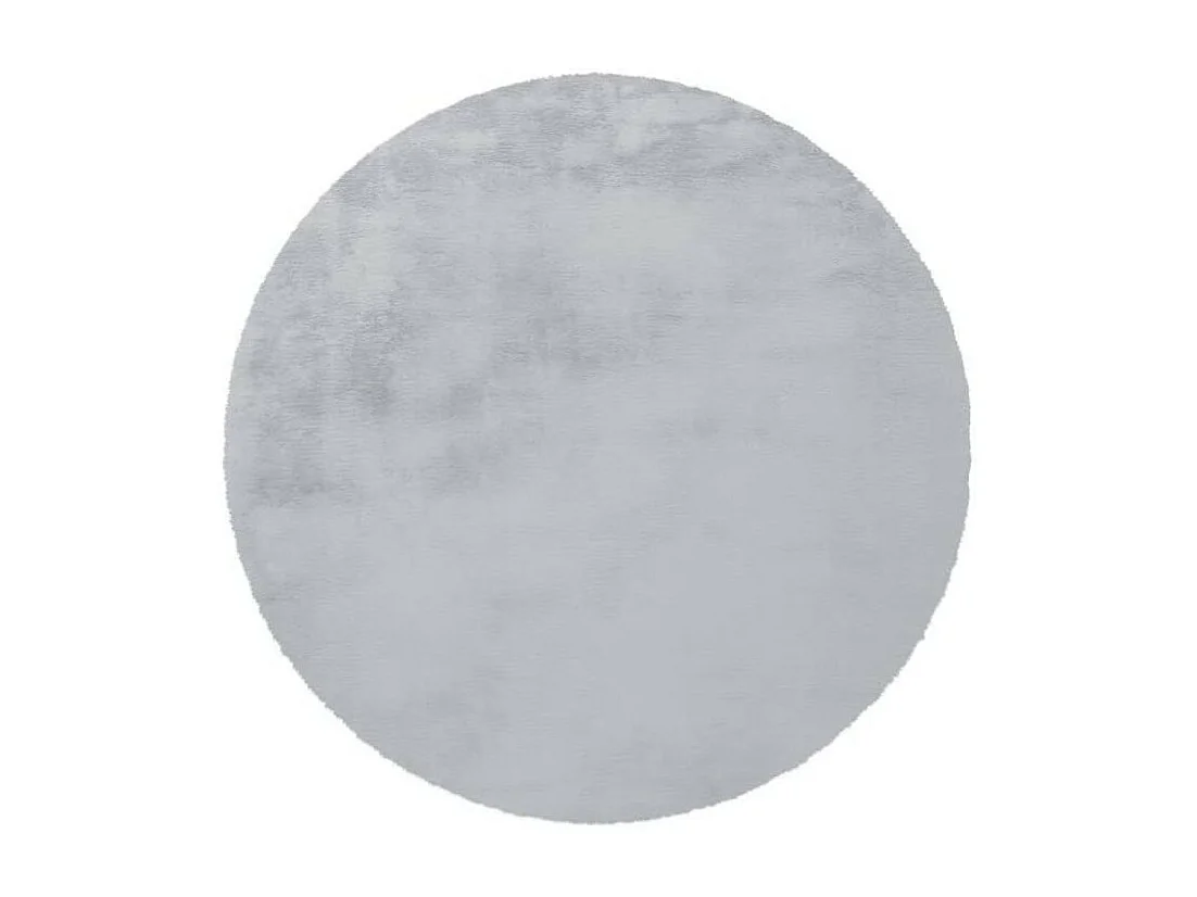 Tapis Rond à Poils Longs "Rabbit" 160cm Bleu Gris