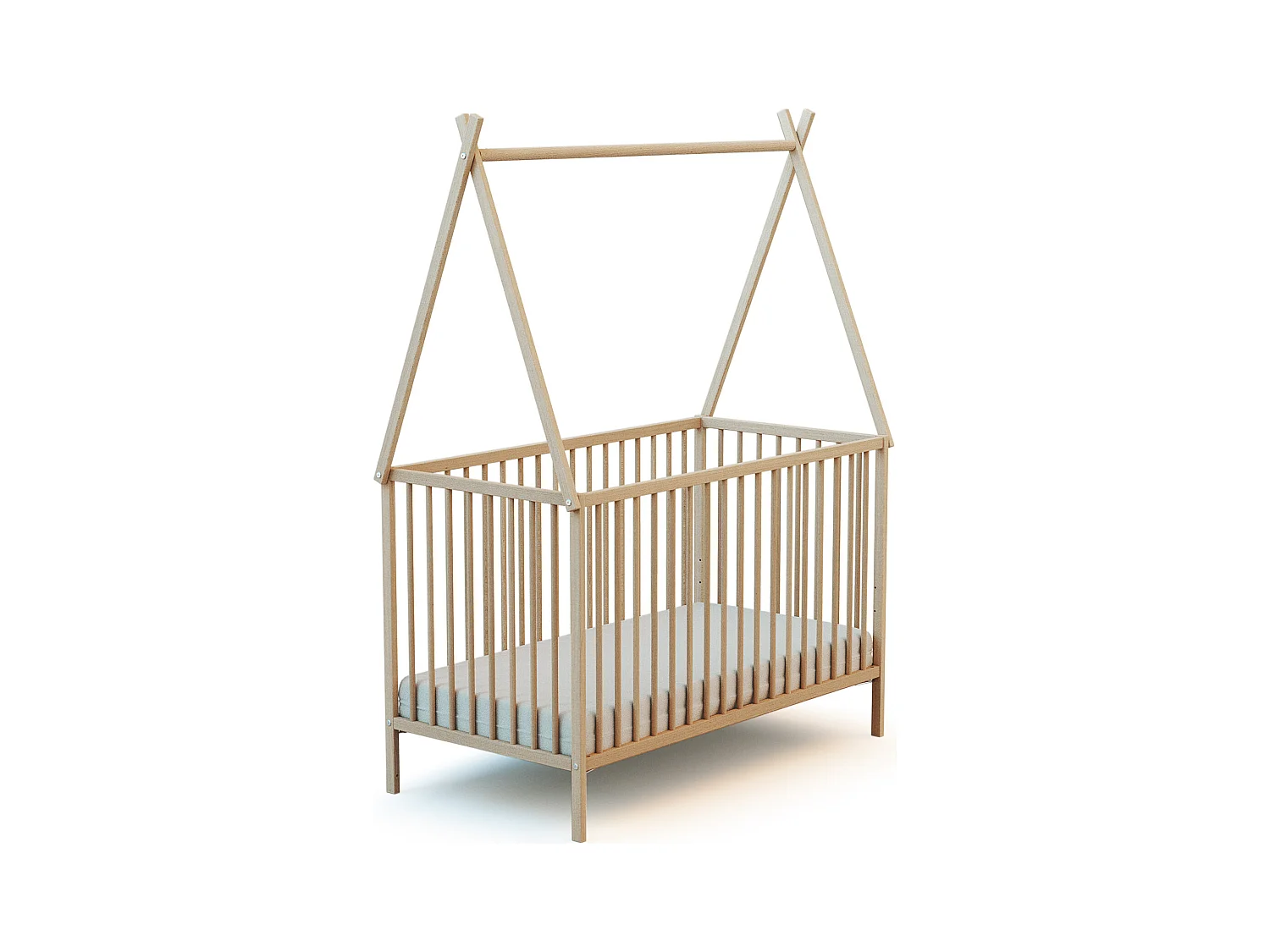 Lit tipi 60x120 en bois Hêtre brut