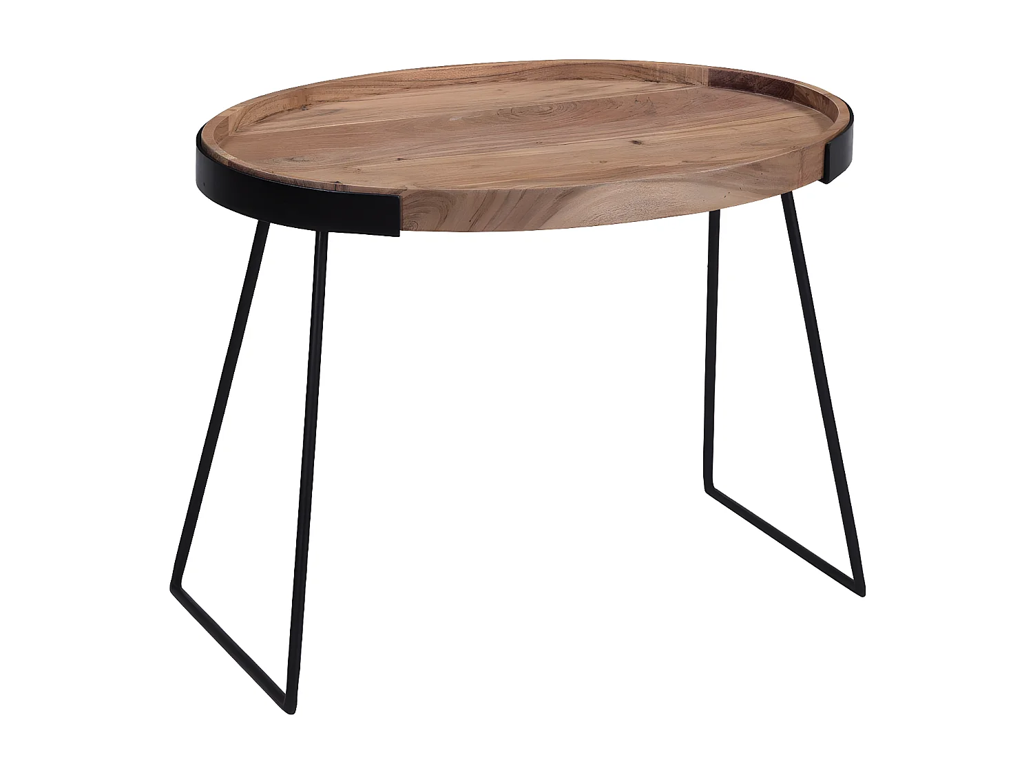 Tables basses gigognes bois massif et métal noir (lot de 2) ELAVO