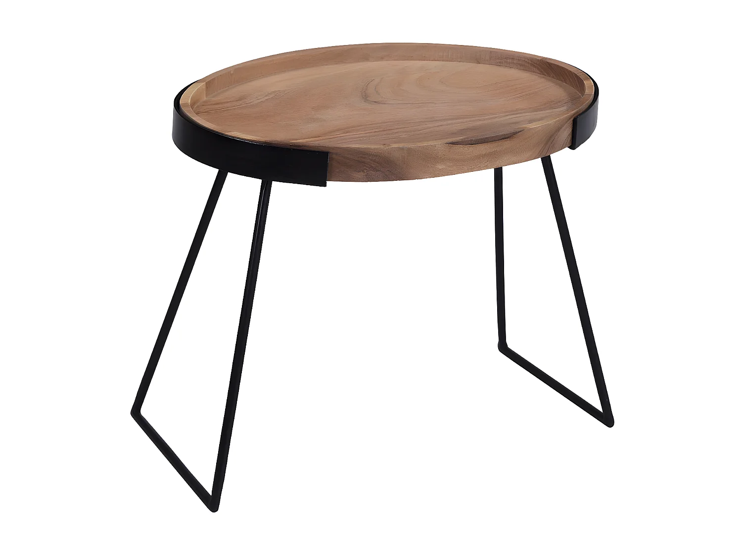 Tables basses gigognes bois massif et métal noir (lot de 2) ELAVO