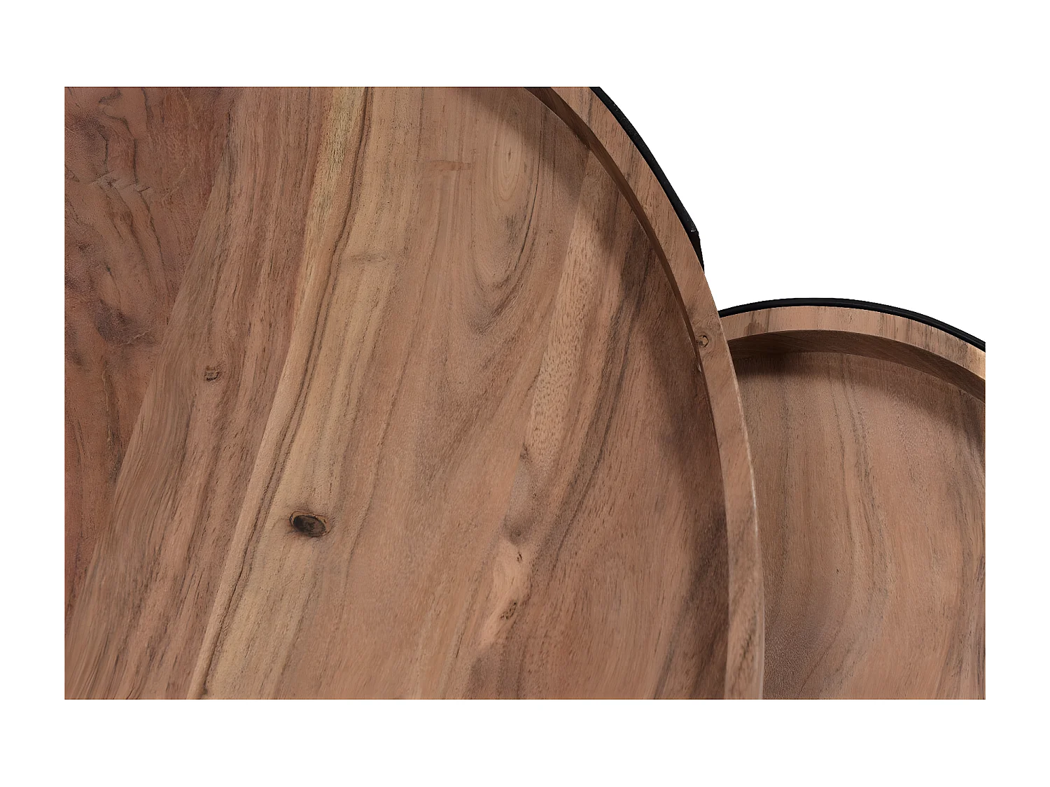 Tables basses gigognes bois massif et métal noir (lot de 2) ELAVO