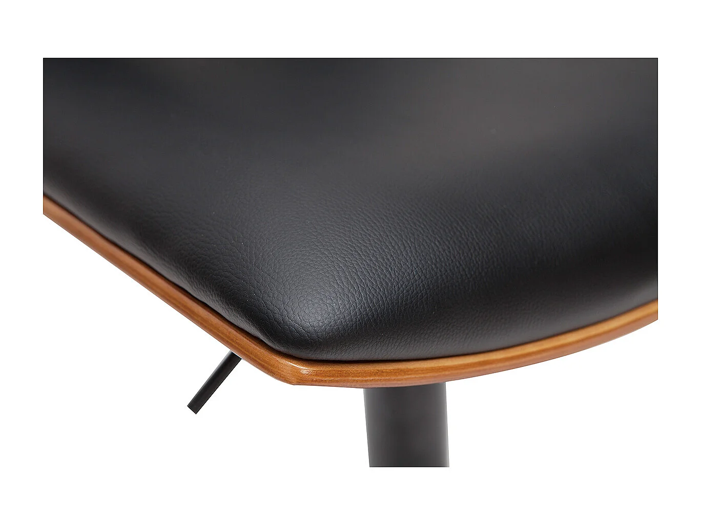 Taburete de cocina de diseño ajustable negro con tonos de madera oscura PANACH