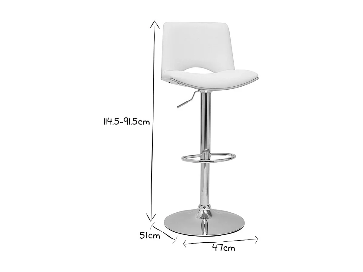 Taburete de cocina de diseño ajustable blanco con tonos de madera blanca PANACH
