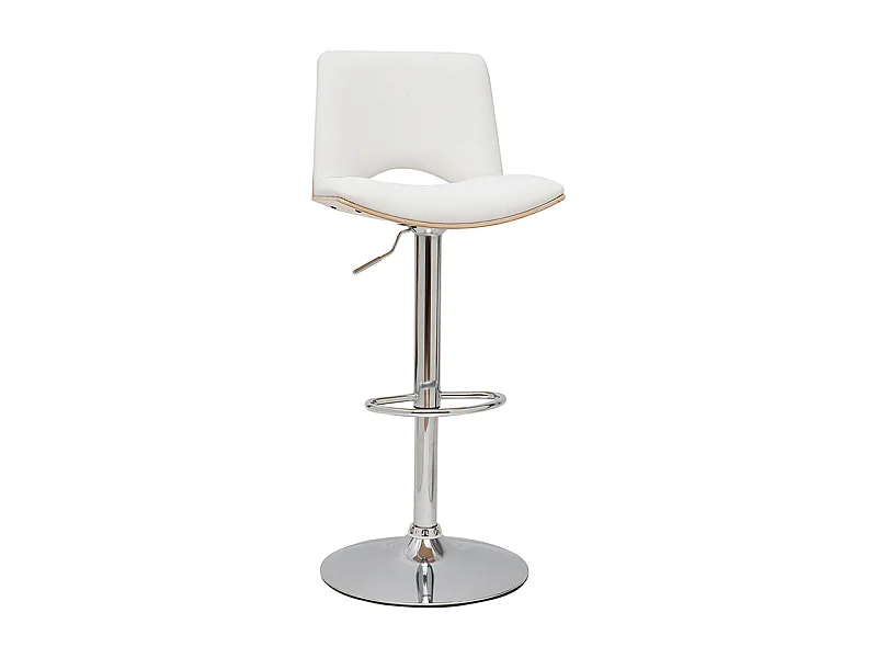 Tabouret de bar design réglable blanc et bois clair PANACH