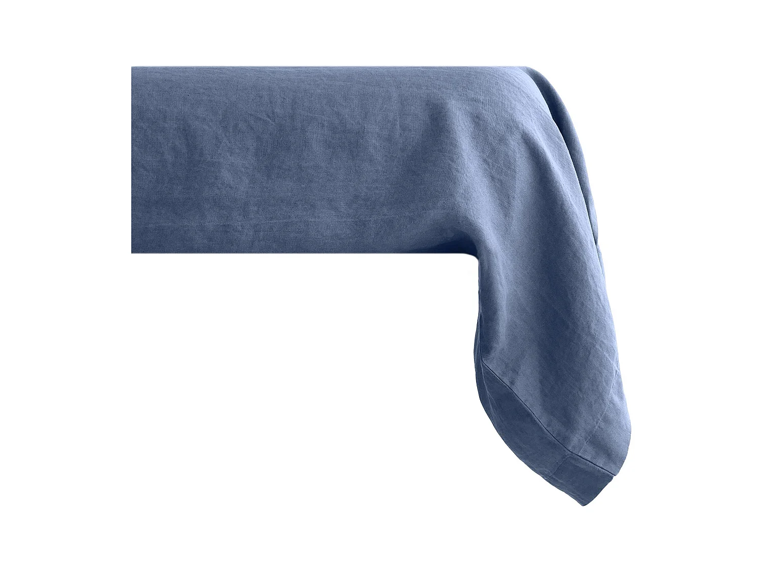 Taie de traversin 195x43 cm pur coton lavé PALACE bleu indigo