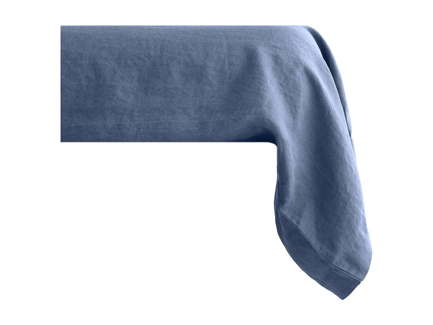 Taie de traversin PALACE pur coton lavé 195x43 cm uni bleu indigo