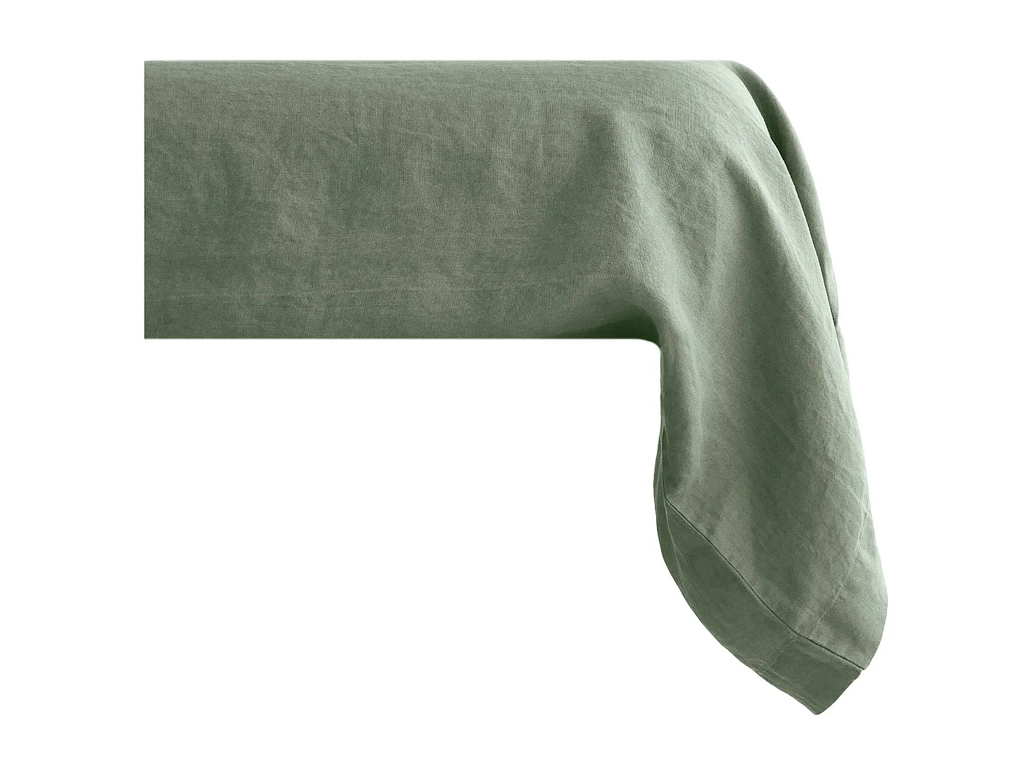 Taie de traversin PALACE pur coton lavé 195x43 cm uni vert mousse