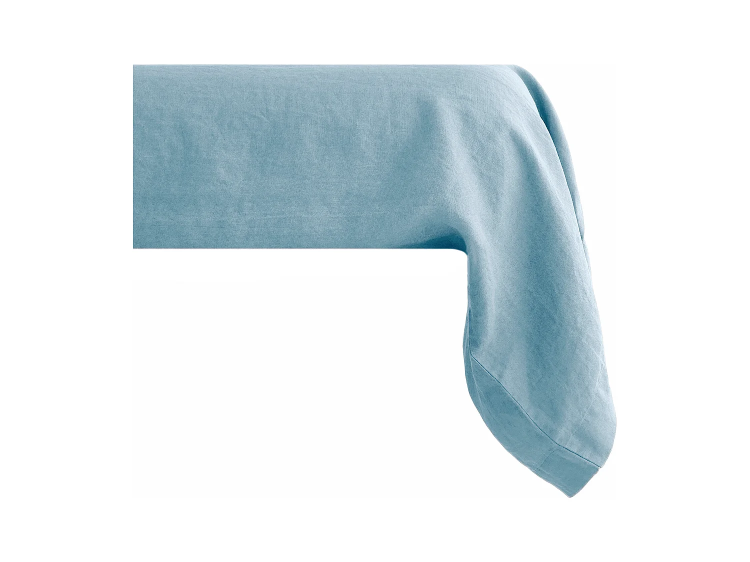Taie de traversin uni 195X43 cm 100% lin lavé SONATE bleu Topaze