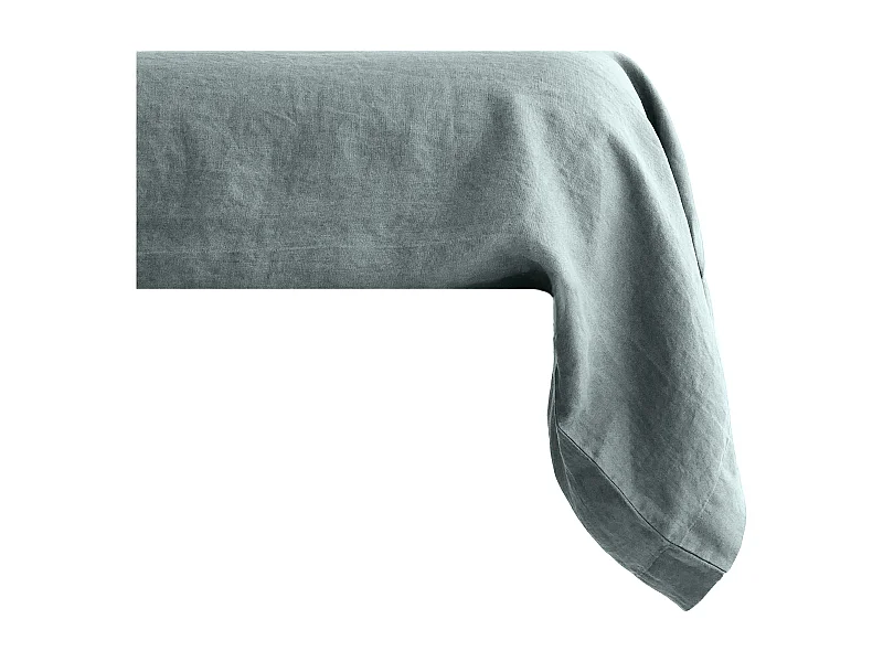 Taie de traversin uni 195X43 cm 100% lin lavé SONATE vert Lichen