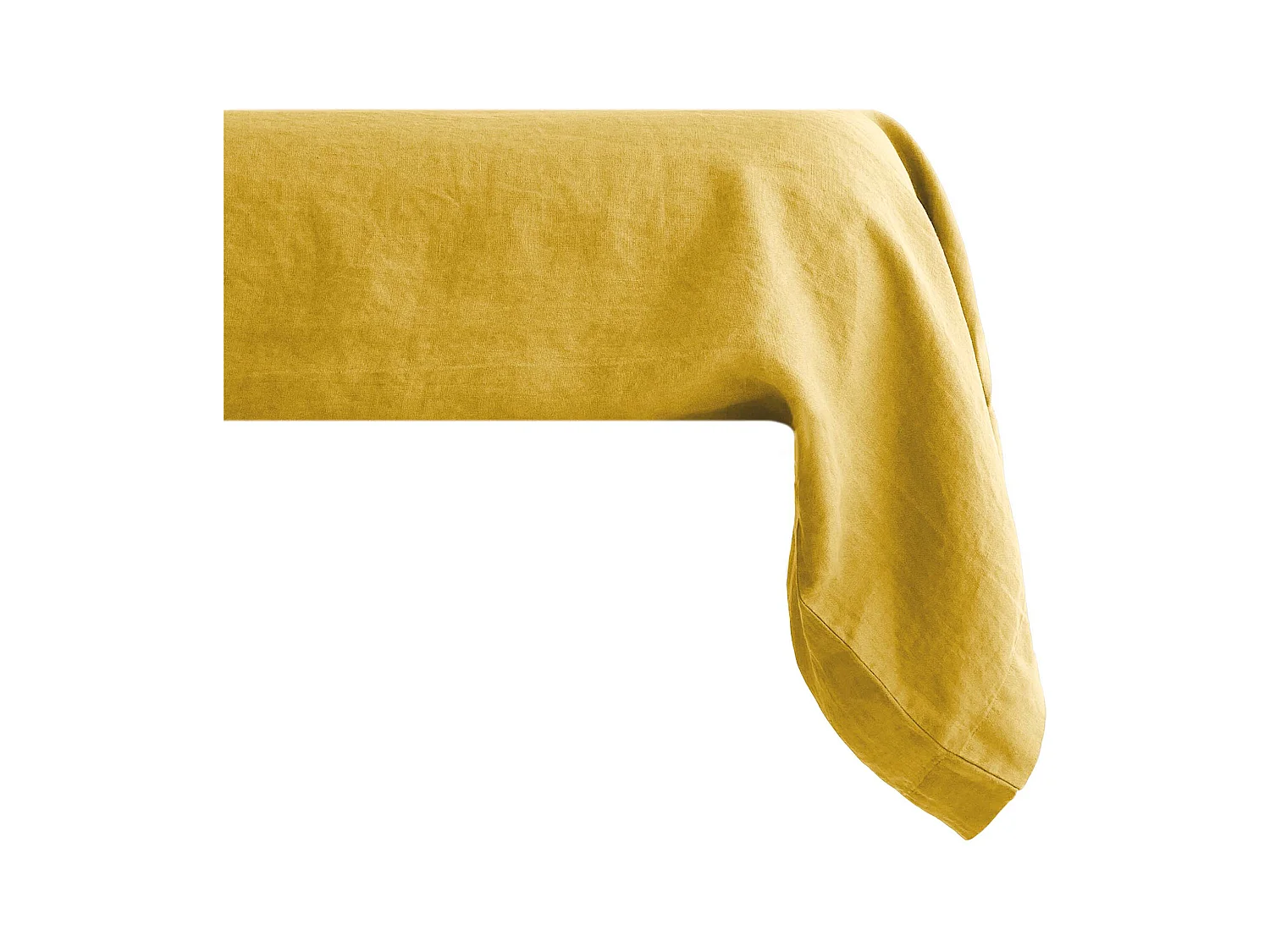 Taie de traversin uni 195X43 cm 100% lin lavé SONATE jaune Curry