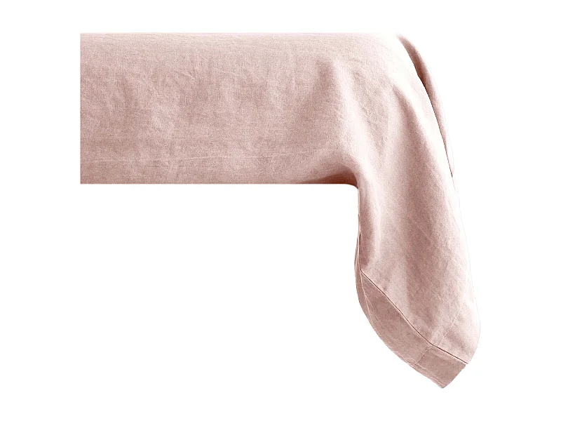 Taie de traversin uni 2 places 195X43 cm 100% lin lavé SONATE Rose