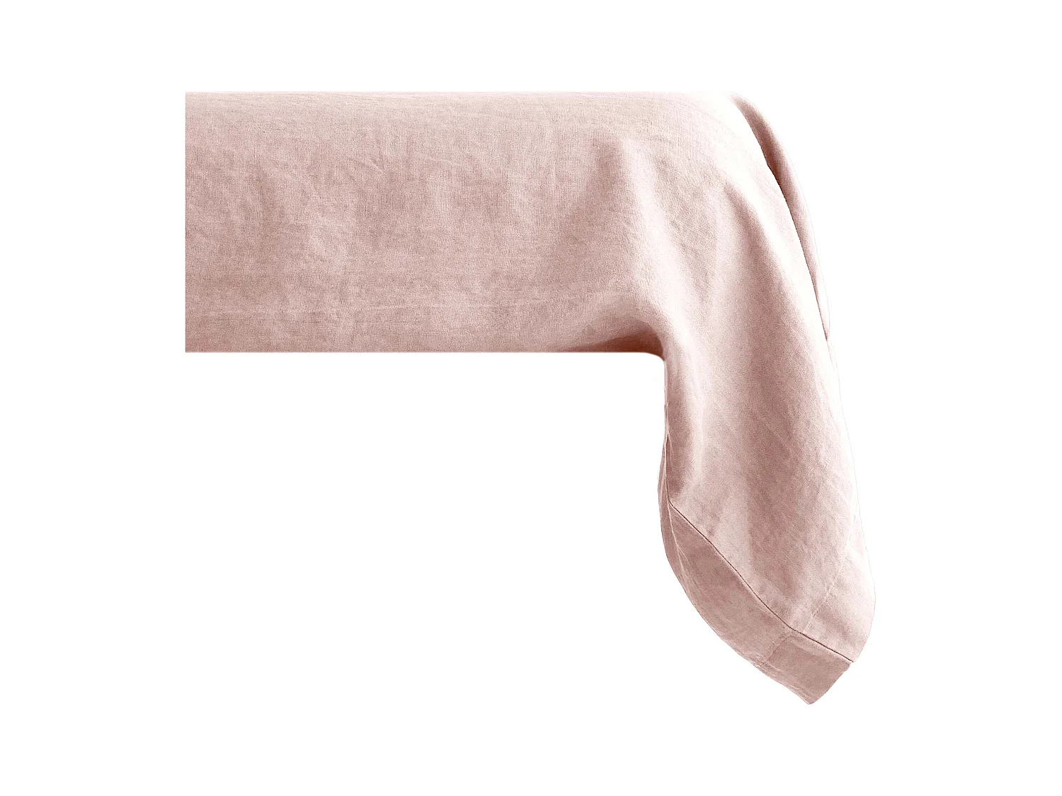 Taie de traversin uni 2 places 195X43 cm 100% lin lavé SONATE Rose