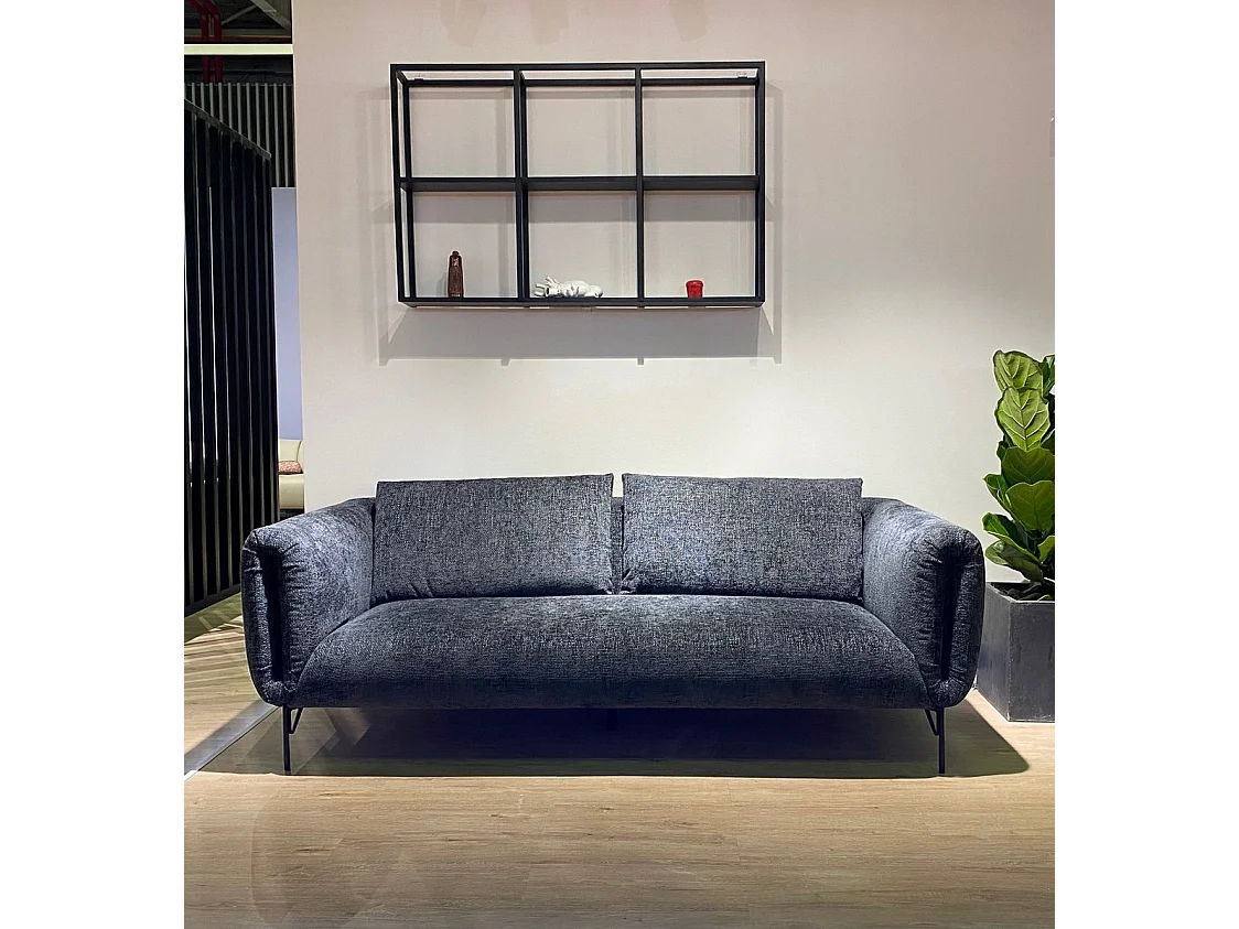 ABYSSE - Canapé 3 places en velours anthracite