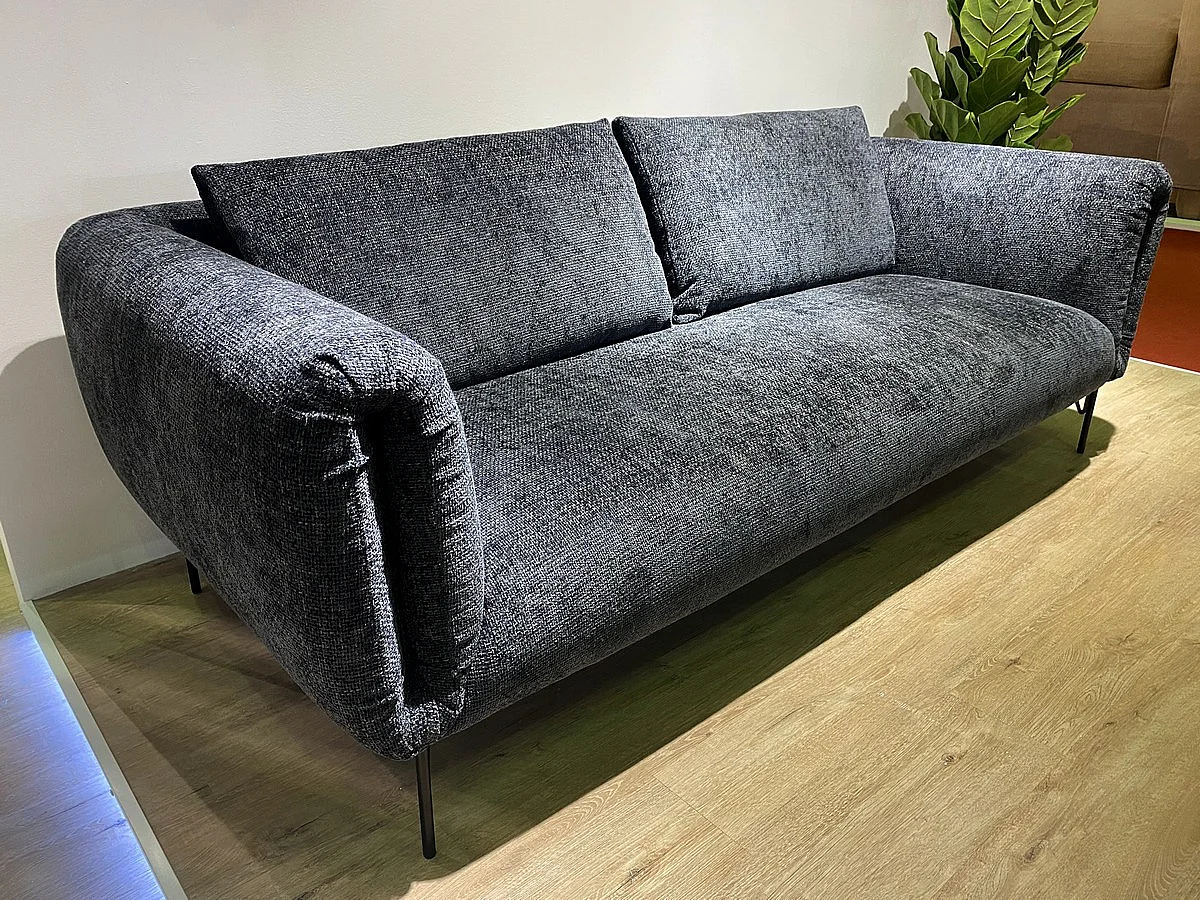 ABYSSE - Canapé 3 places en velours anthracite