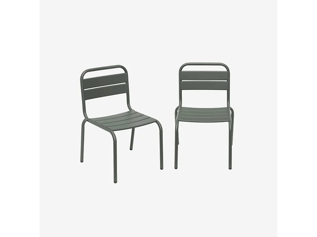 Set di 2 sedie in metallo per bambini, verde kaki